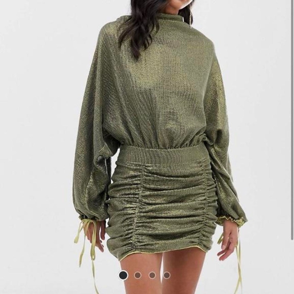 🔥🔥🔥ASOS Metallic Olive Mini Dress